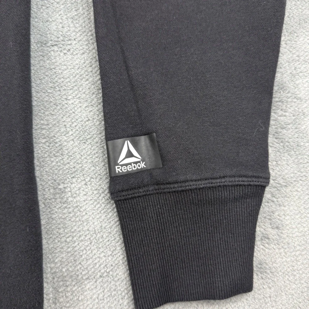 Reebok Mens Black Double Logo Fleece Crewneck Sweatshirt XL REW243TL04 - Picture 3 of 9